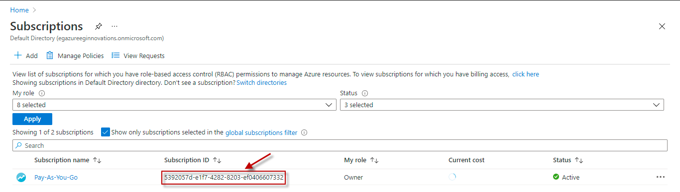 Determining Subscription ID