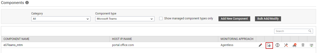 Microsoft Teams Component Listing