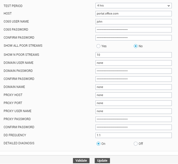 Audio Streams Test Configuration
