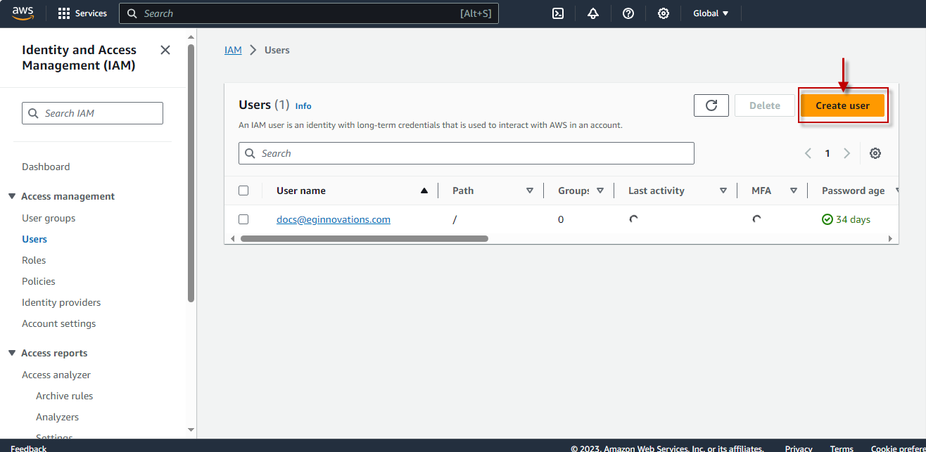 Create User Button