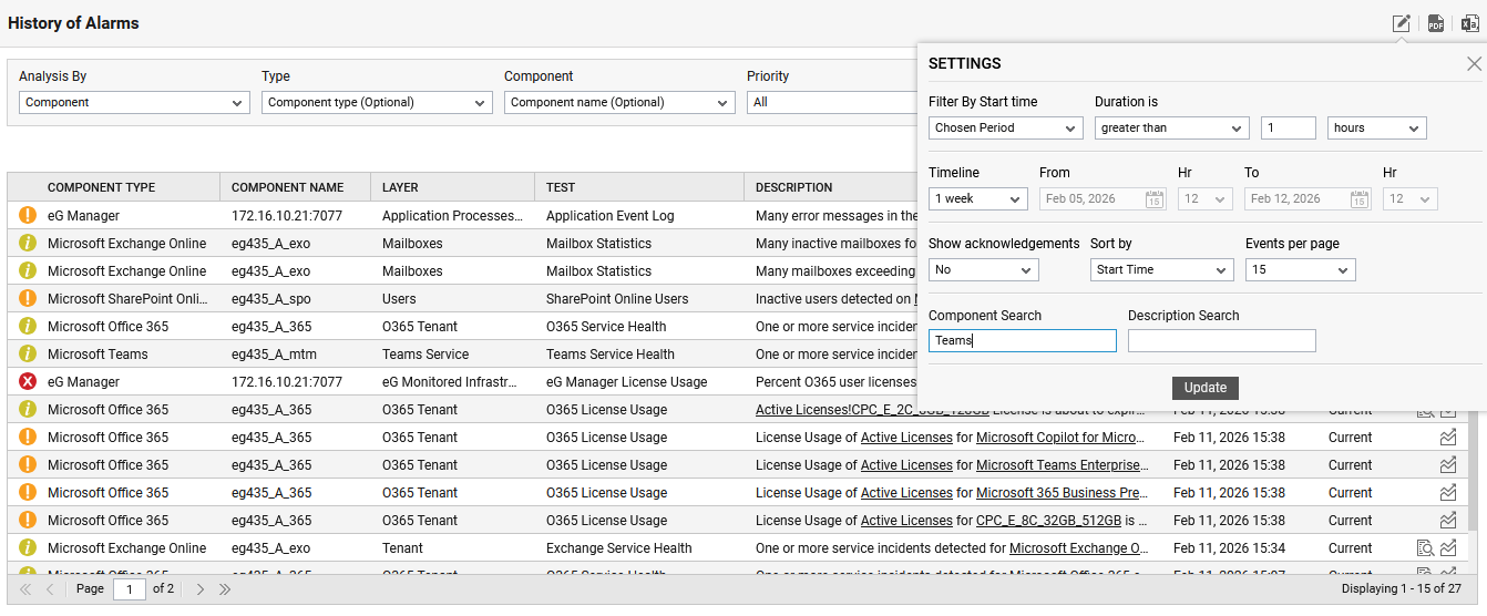 Settings to Search for Components