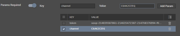Specify KEY and VALUE params