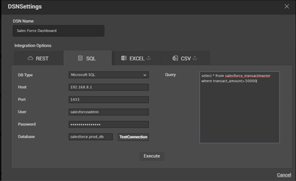 Specify Credentials to Eexecute SQL Query