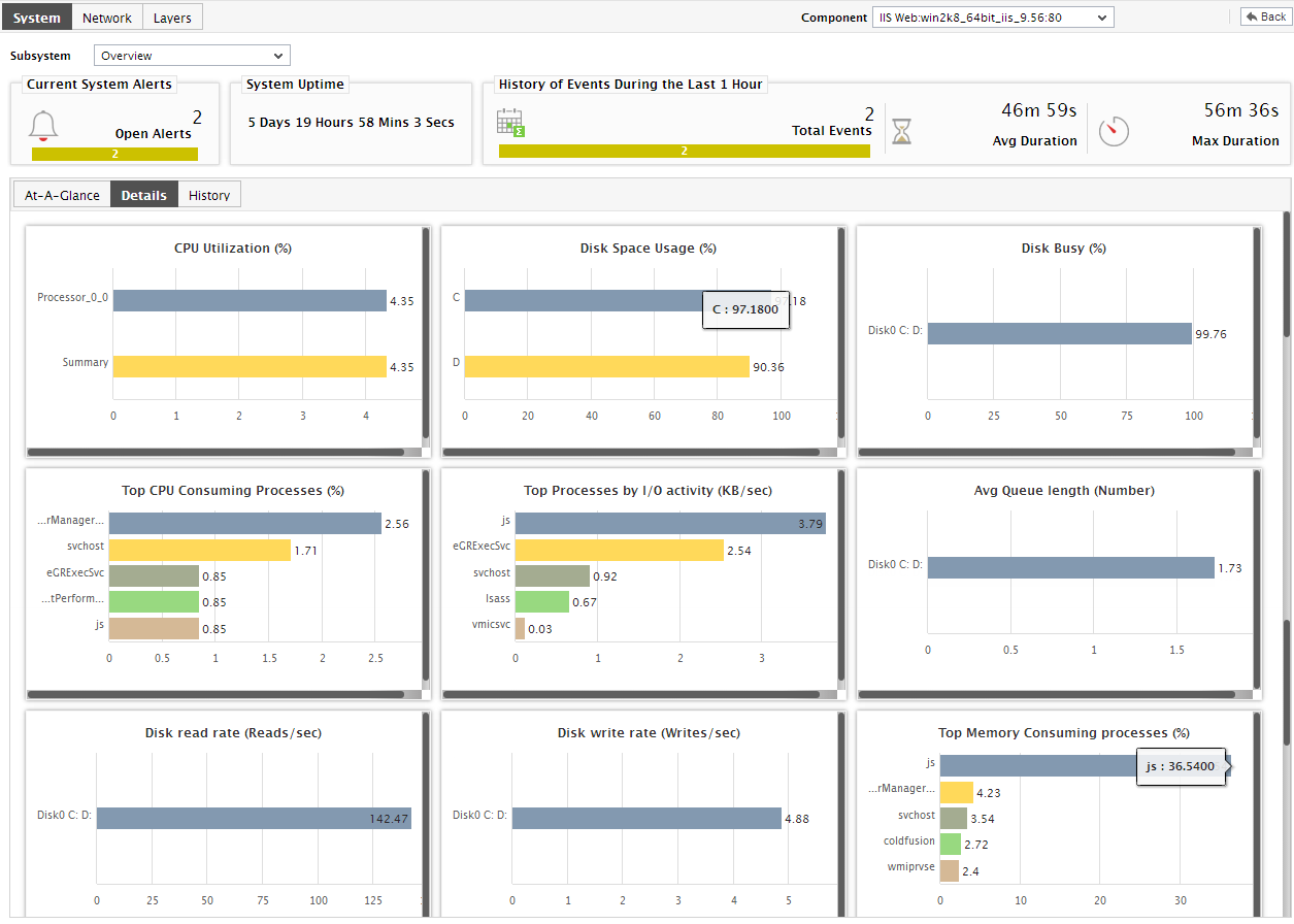 Details Tab of Overview Subsystem