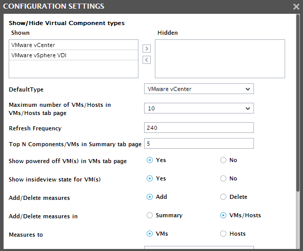 Configuration Settings for VC Tab Page