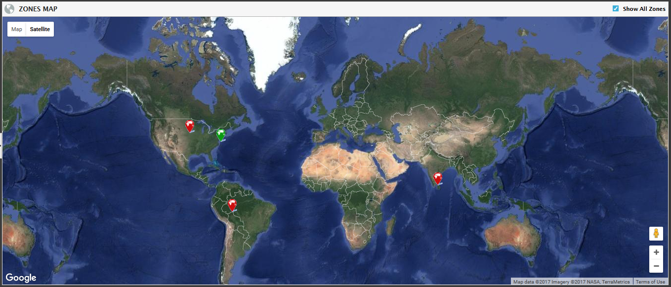 Satellite and Map View of Zones