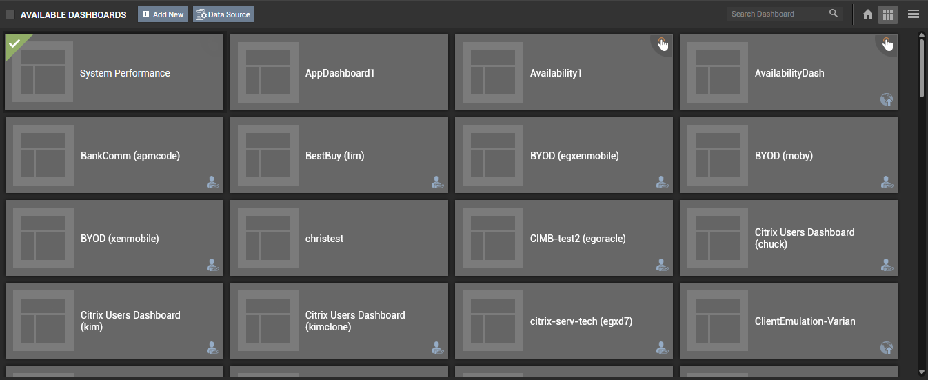 Available My Dashboards