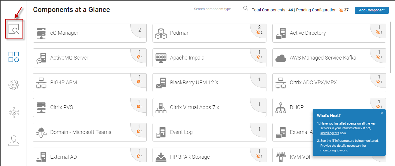 eG Admin interface