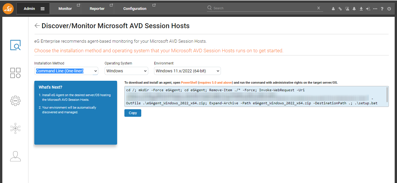Copying Agent installation PowerShell script