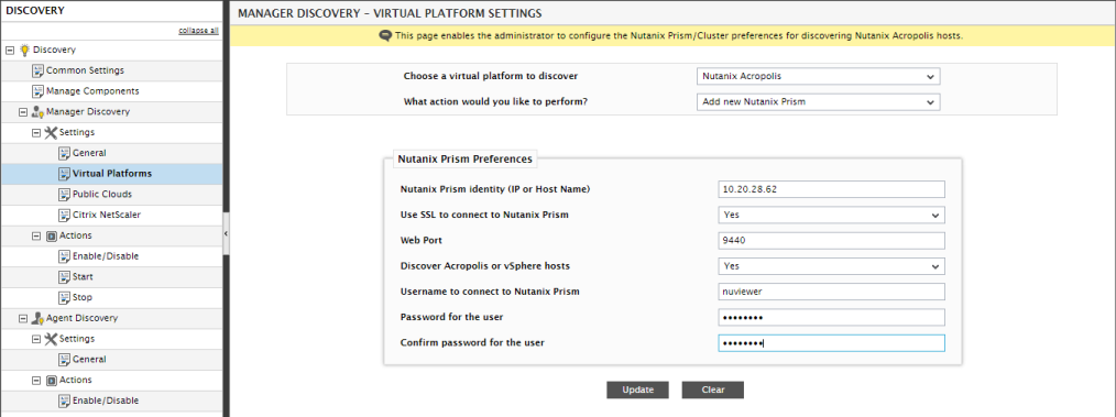 Adding Nutanix Prism Element for Discovery
