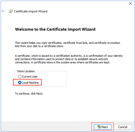 Certificate Import Wizard
