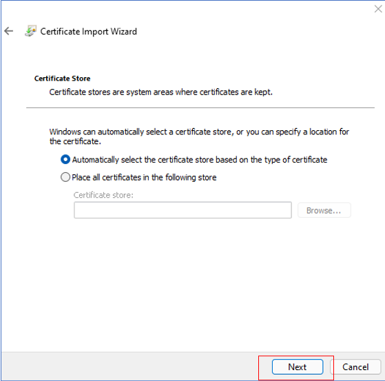 Select Certificate Store