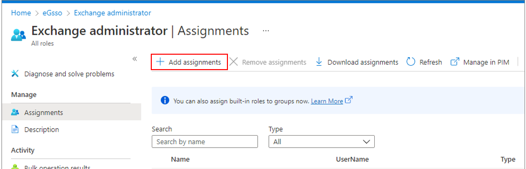 Click Add Assignments Link