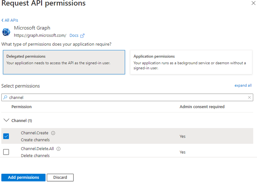 Granting Permission to Microsoft Graph App