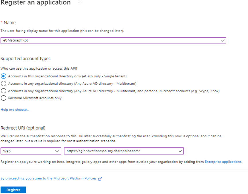 Registering Microsoft Graph App on Azure AD
