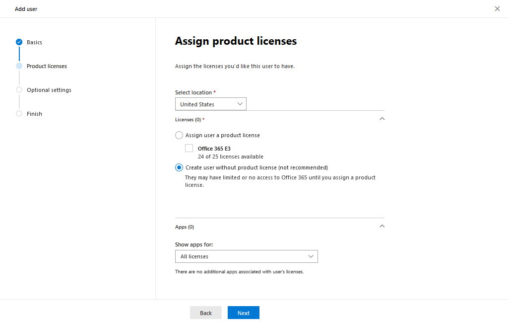 Choose location of User