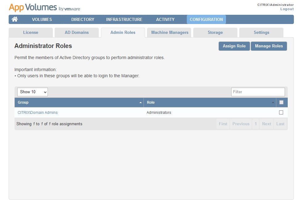 List of Administrator Roles