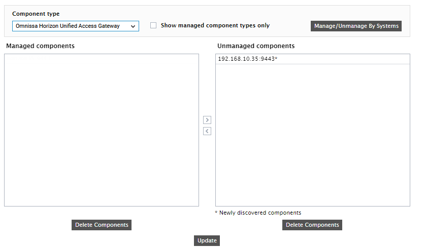 Manage Discovered Component