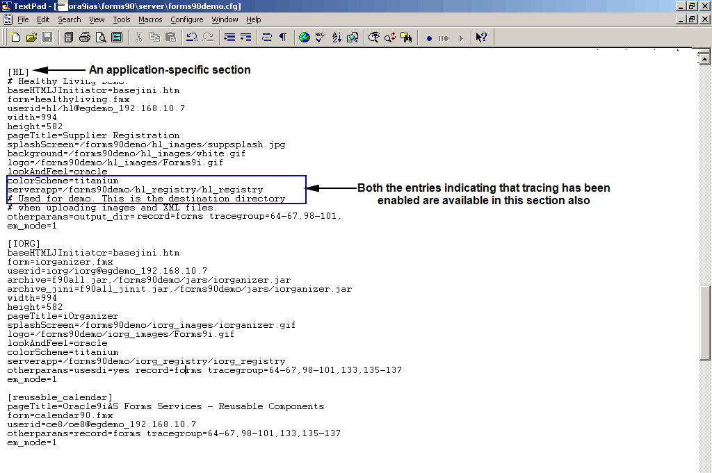 Entries in Application-specific Section
