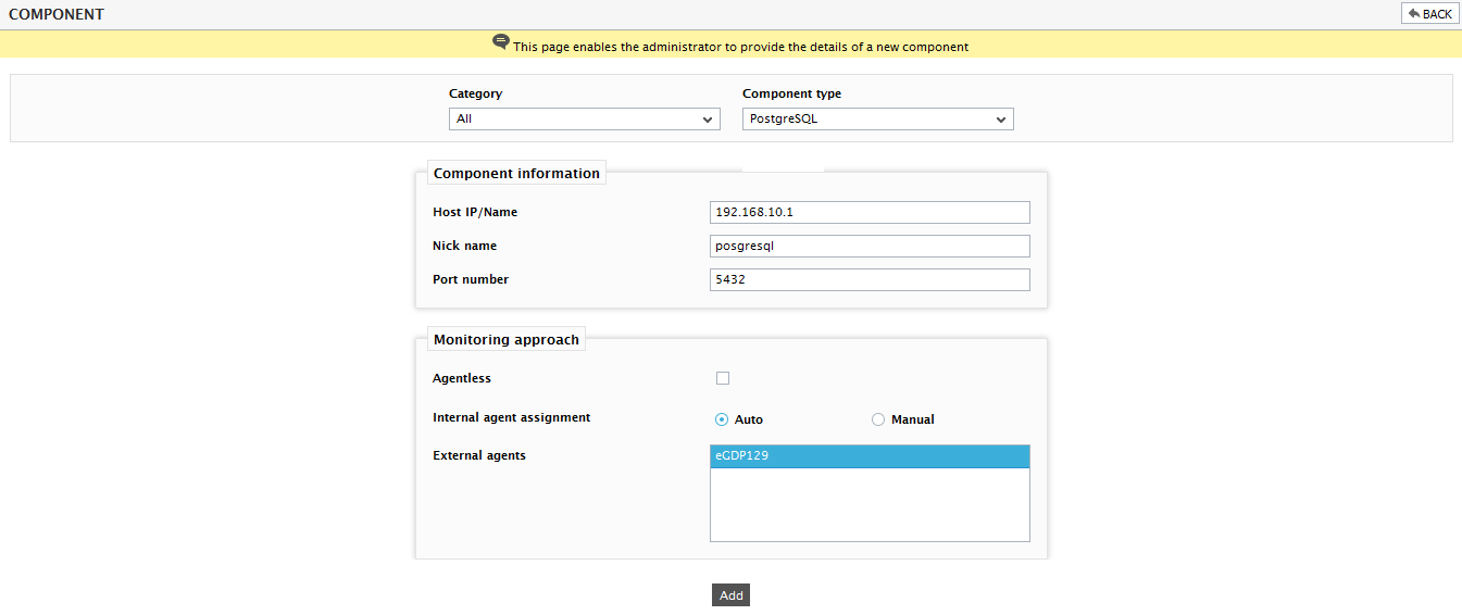 Adding PostgreSQL Component