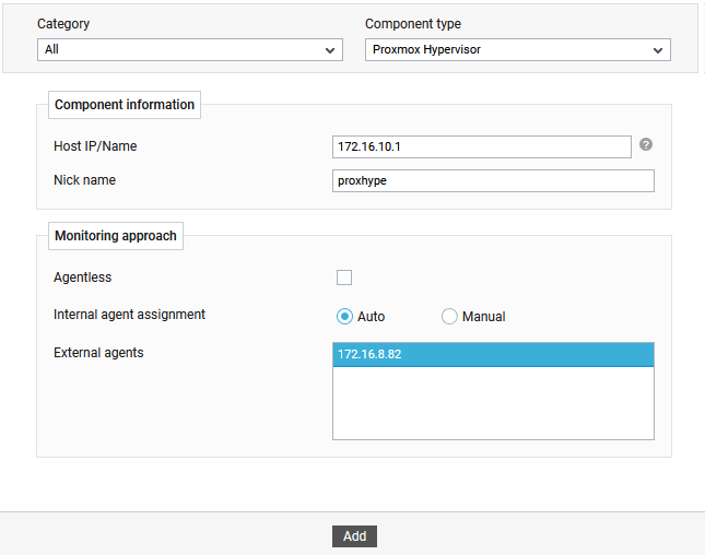 Adding Proxmox Hypervisor in Agent-based Manner