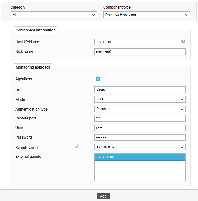 Adding Proxmox Hypervisor in Agentless Manner