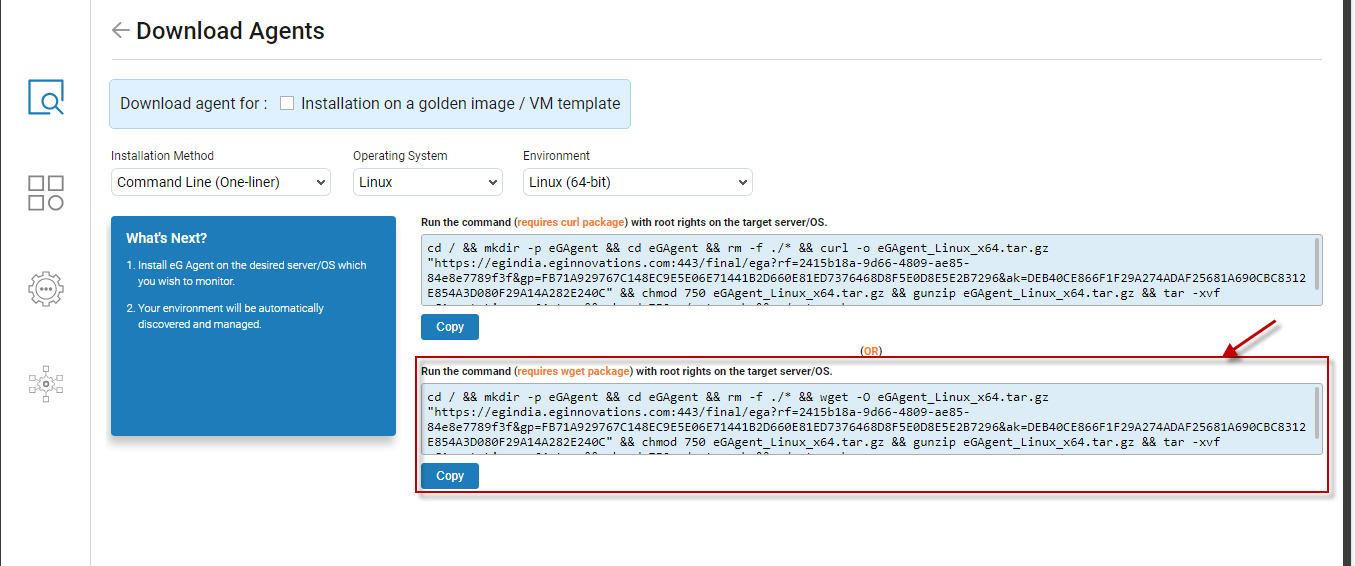 Installation of eG agen on Linux host using command