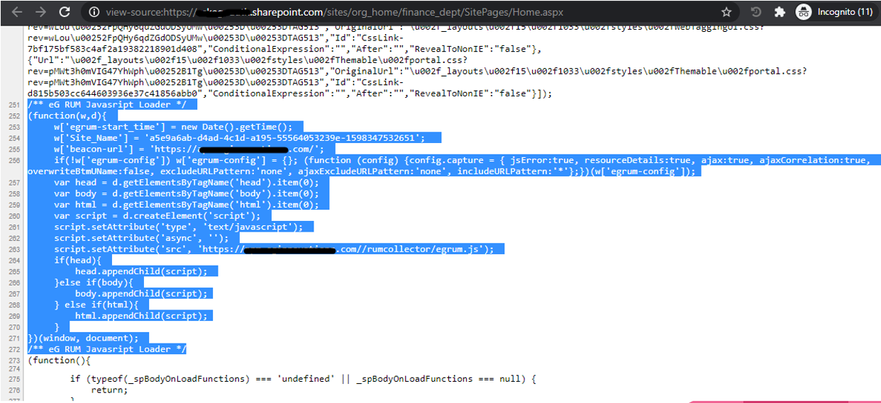 Verifying whether/not RUM script has been injected