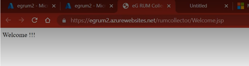 Welcome Message Displayed in Page
