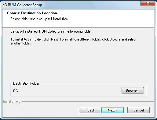 Specifying Install Directory of eG RUM Collector