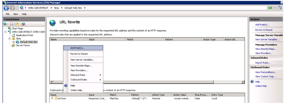 Selecting Add Rule Option
