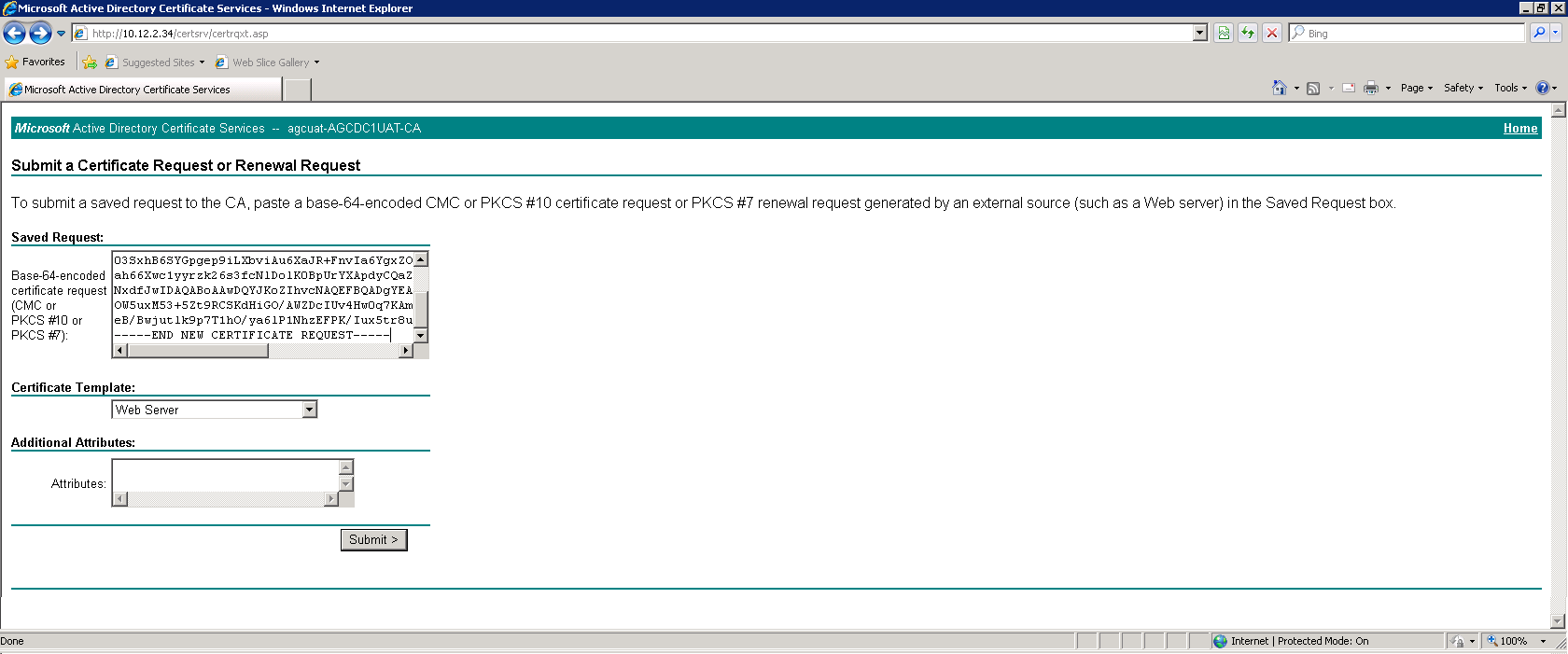 Requesting for Certificate