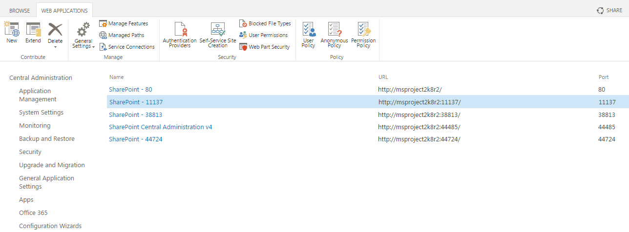 Selecting Sharepoint Web Application to be monitored