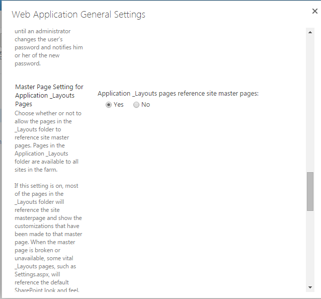 Setting Application-Layouts Flag to Yes