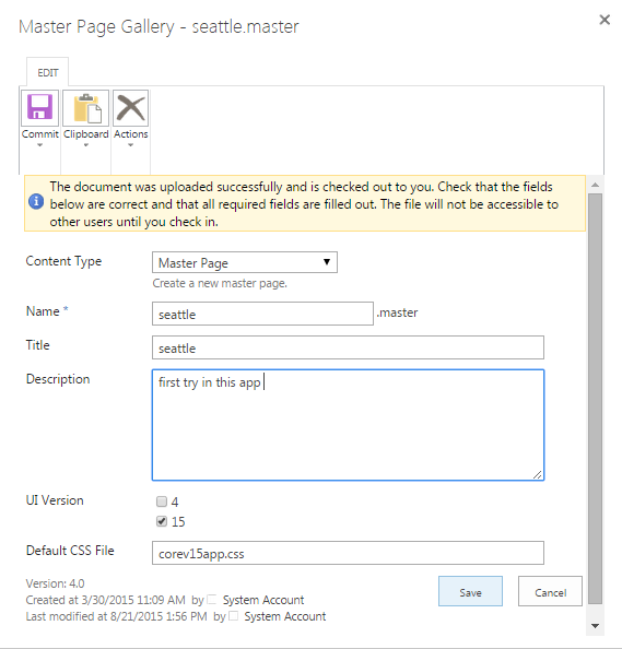 Saving Changes to Master File