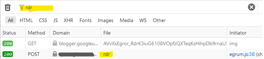 Request for rdr with 200 Response Code appearing in Developer Console