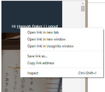 Selecting Inspect Option from Right-click Menu of User Name