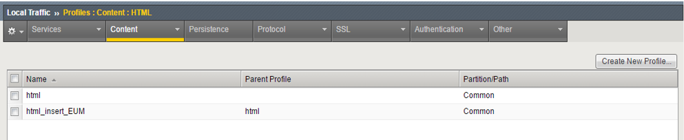 Clicking on Create New Profile Button
