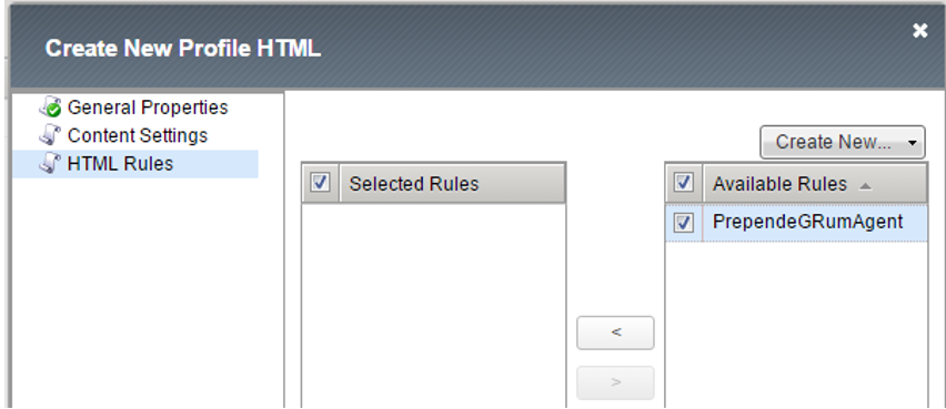 Associating HTML Rule with HTML Profile