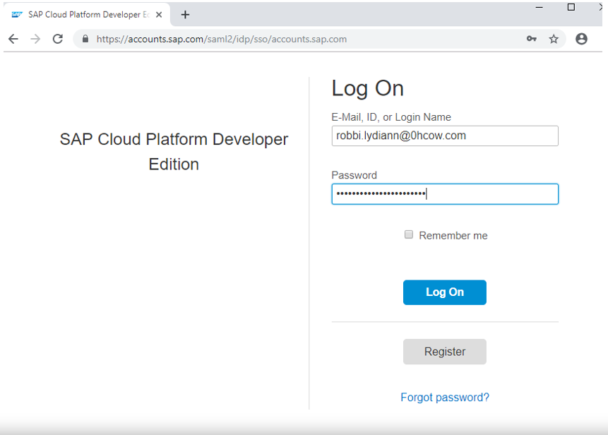 Logging into SAP Cloud Platform
