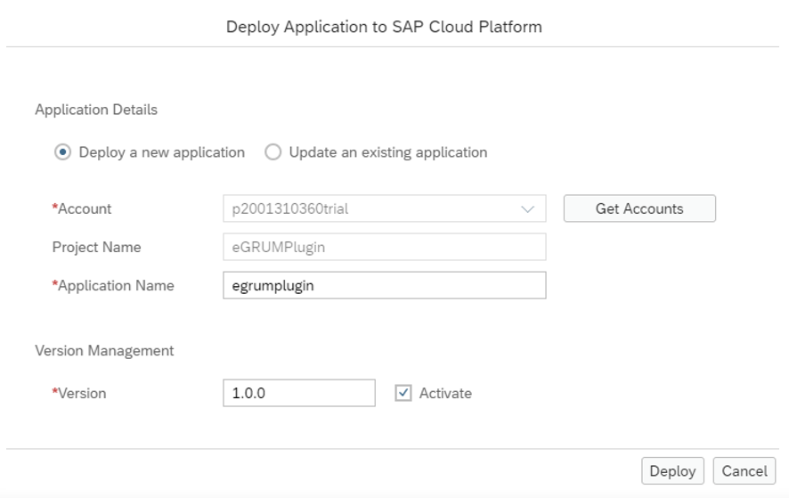 Deploying eGRUMPlugin