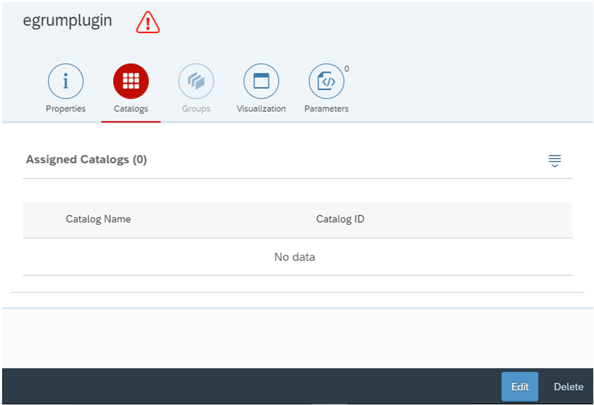 Clicking on Catalogs icon