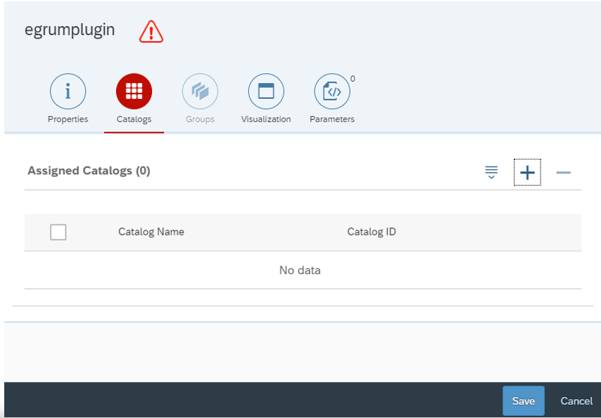 Clicking on Plus Icon to Add Catalog