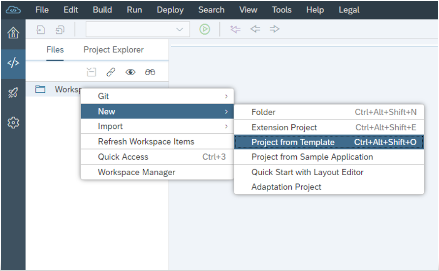 Choosing to Create New Project from Template