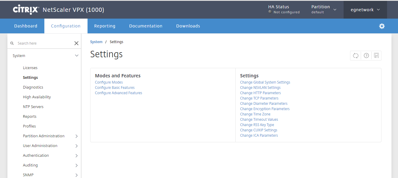 Selecting Configure Basic Features Option