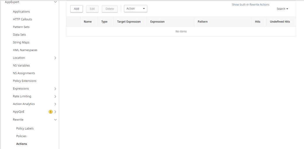 Clicking on Add Button to add New Rewrite Action