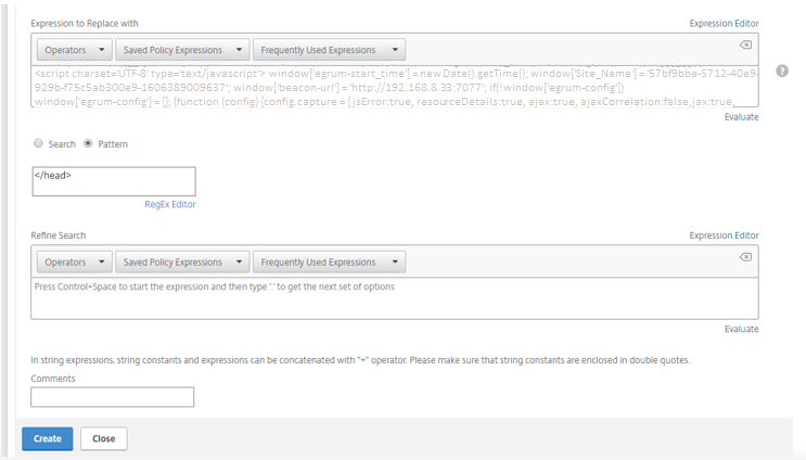 Replacing body of HTTP response with RUM code snippet