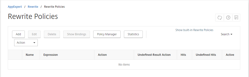 Clicking Add button to add new rewrite policy