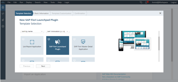 Selecting SAP Fiori Launchpad Plugin