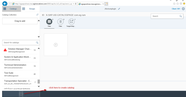 Clicking on Plus Icon to Create New Catalog